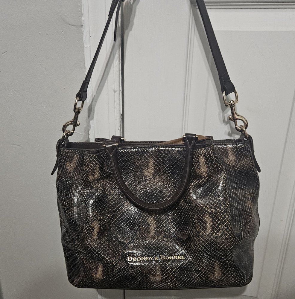 Dooney & Bourke Python Embossed City Barlow Leather Satchel Bag